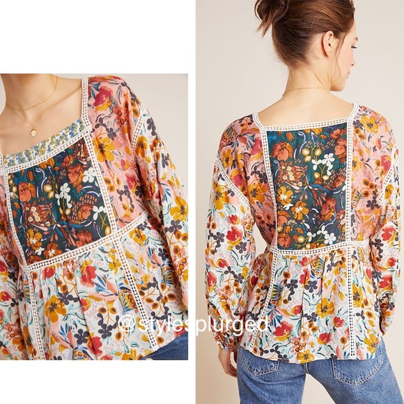 NWT ANTHRO Nikki Peasant Blouse size small - Picture 3 of 11